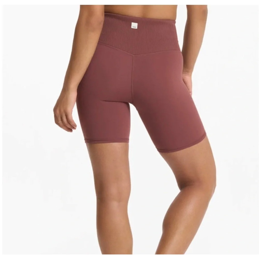 Vuori Studio Pocket Short Mahogany Brown Ribbed High Waist Biker Shorts Small